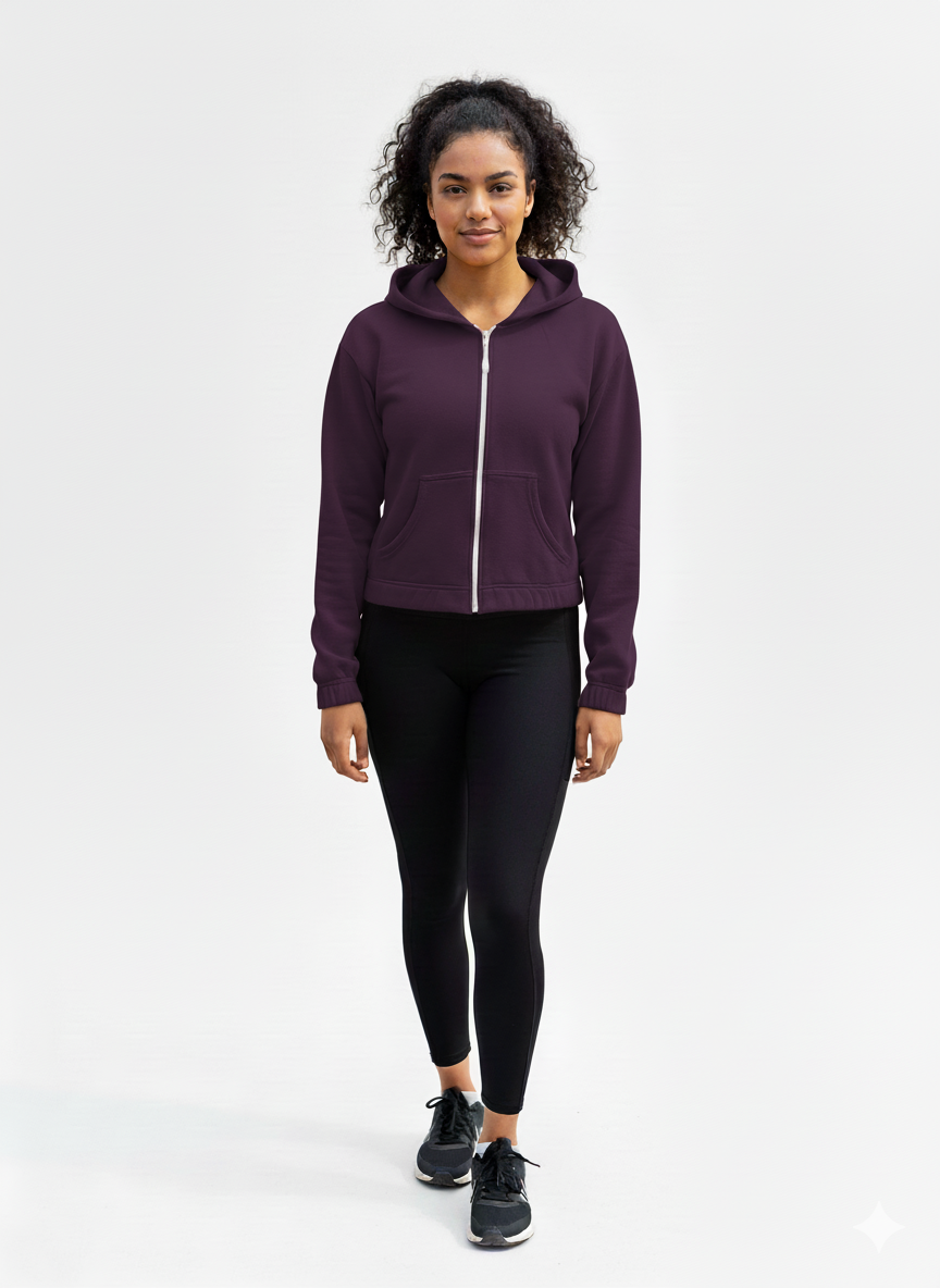 CROPPED ELASTICIZED HOODIE JACKET