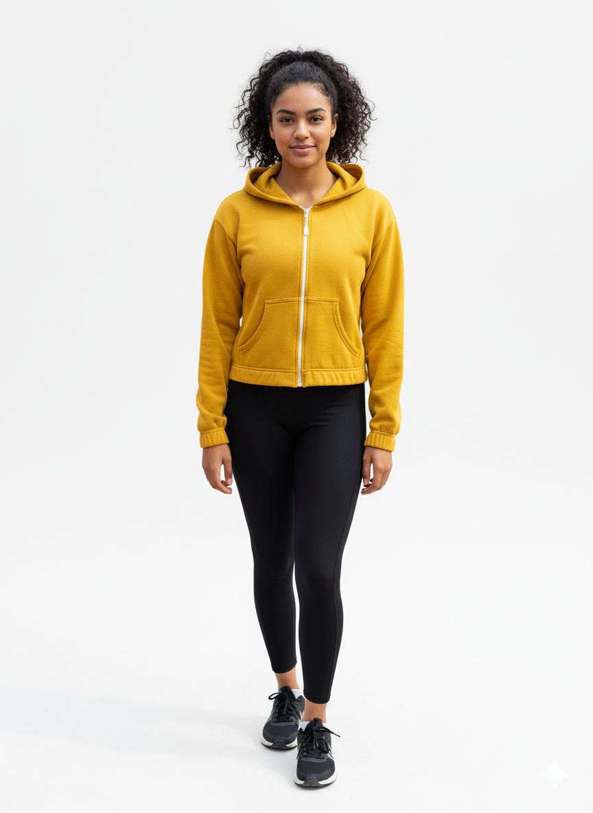 CROPPED ELASTICIZED HOODIE JACKET
