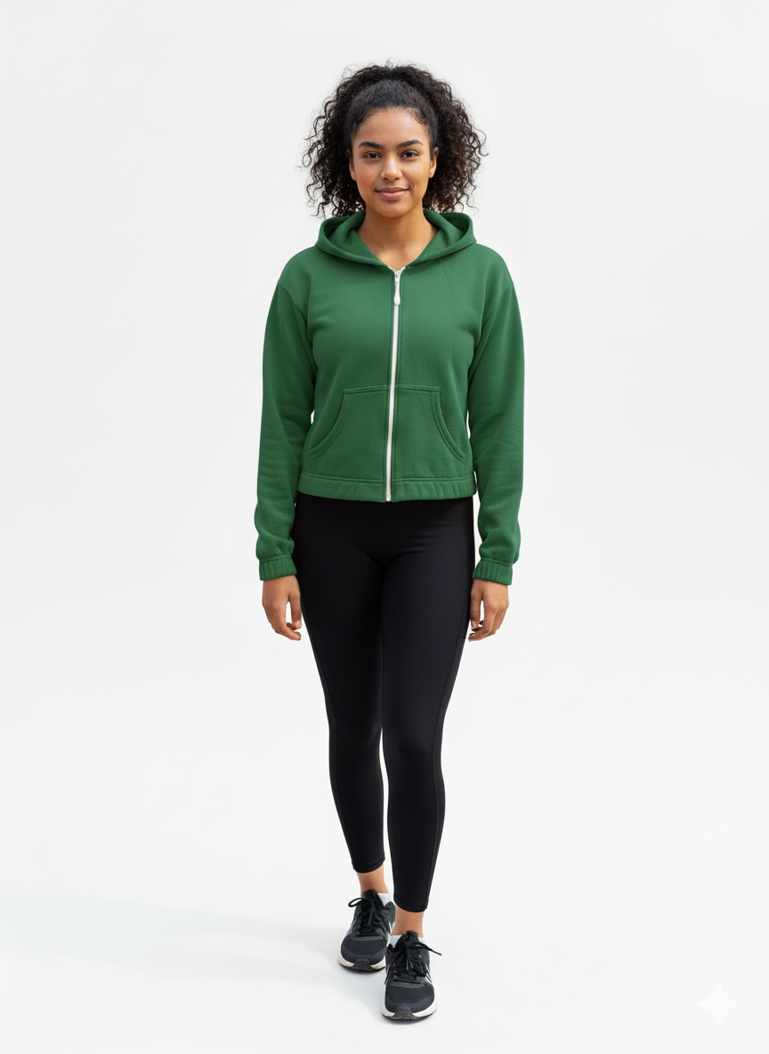CROPPED ELASTICIZED HOODIE JACKET